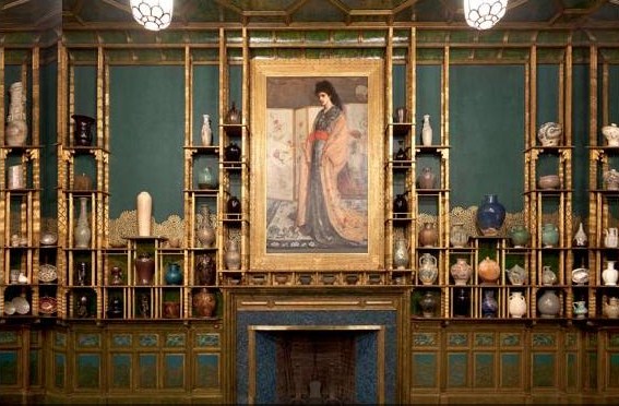 Whistler's Peacock Room with original ceramics